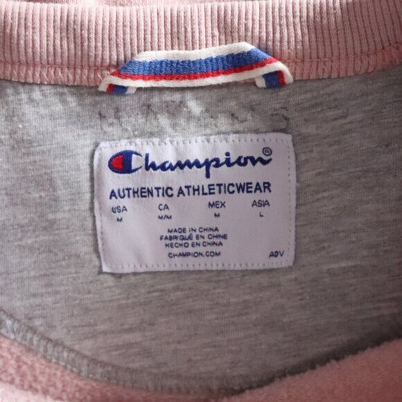 Champion Women's Pink Medium Pullover Fleece Crew Long Sleeve Stretch Sweater - Picture 9 of 10